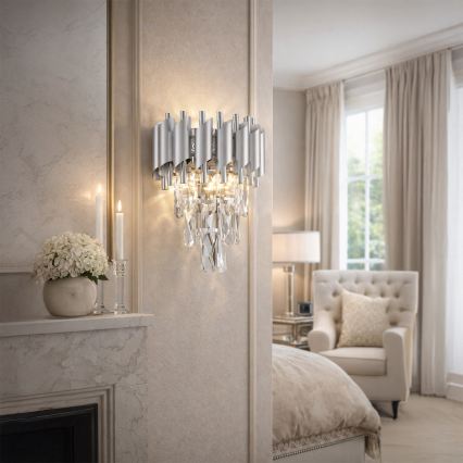 Brilagi - Sienas gaismeklis ECLIPSE 2xE14/10W/230V sudraba