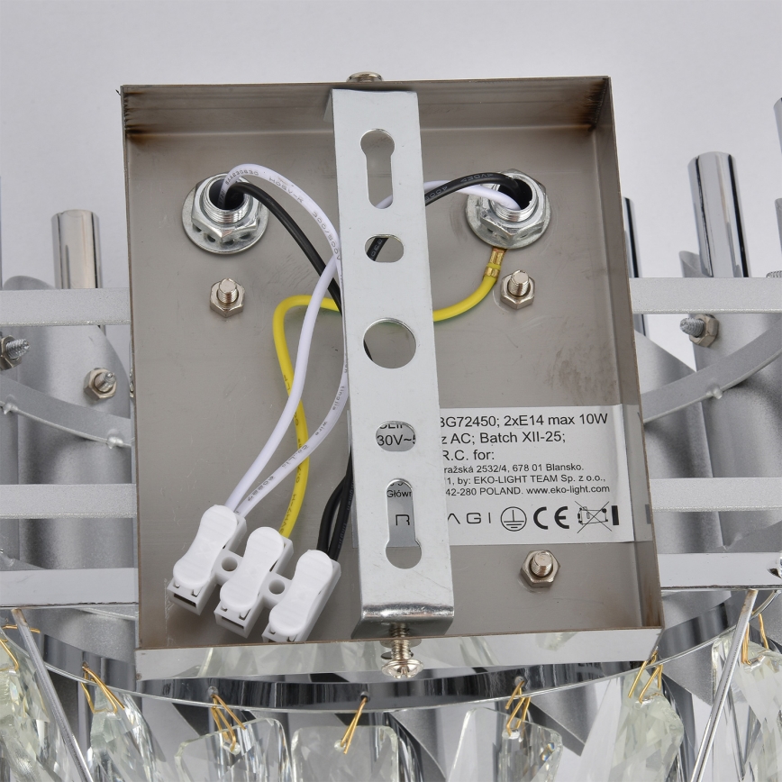 Brilagi - Sienas gaismeklis ECLIPSE 2xE14/10W/230V sudraba