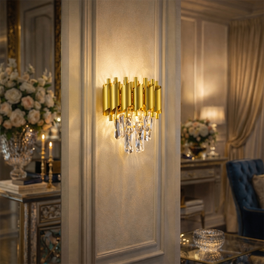 Brilagi - Sienas gaismeklis ECLIPSE 2xE14/10W/230V zelta krāsā