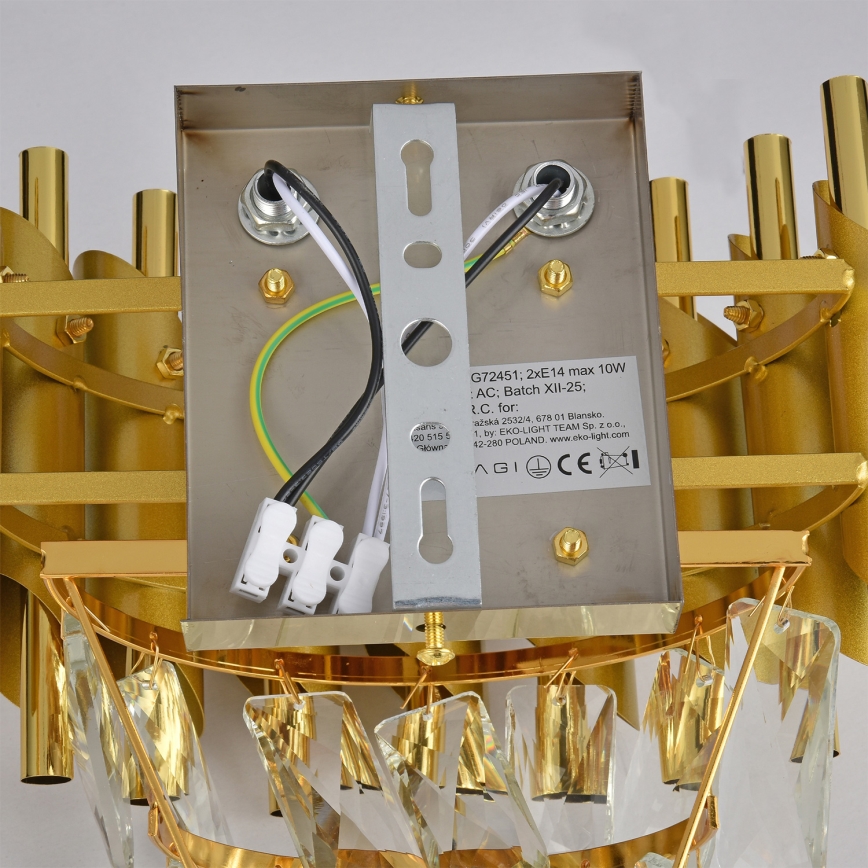 Brilagi - Sienas gaismeklis ECLIPSE 2xE14/10W/230V zelta krāsā