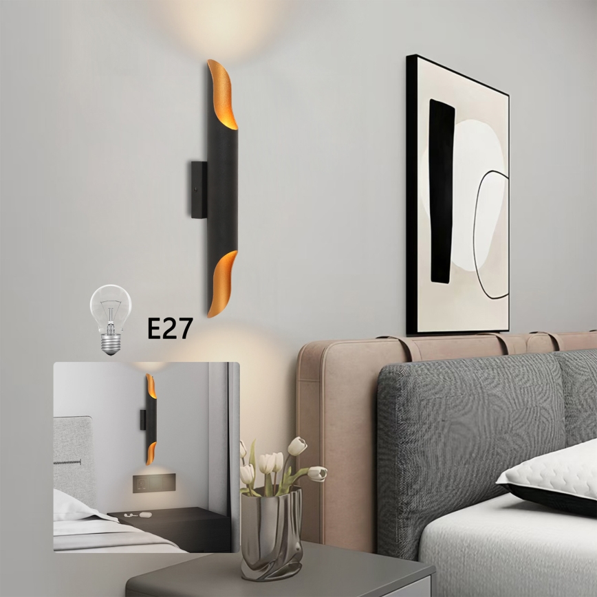 Brilagi - Sienas gaismeklis KALMAR 2xE27/40W/230V melns/bronzas krāsā