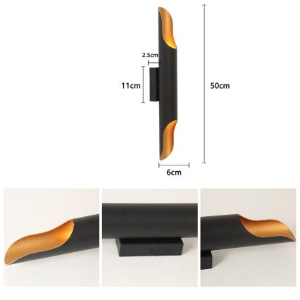 Brilagi - Sienas gaismeklis KALMAR 2xE27/40W/230V melns/bronzas krāsā