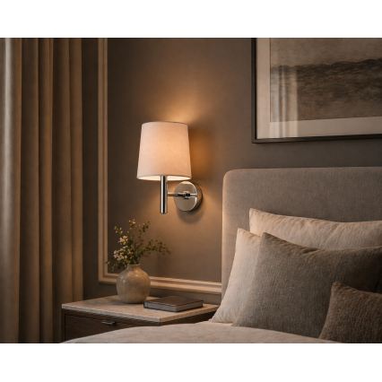 Brilagi - Sienas gaismeklis MONTE 1xE27/15W/230V bēšs/spīdīgs hroms