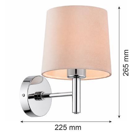 Brilagi - Sienas gaismeklis MONTE 1xE27/15W/230V bēšs/spīdīgs hroms