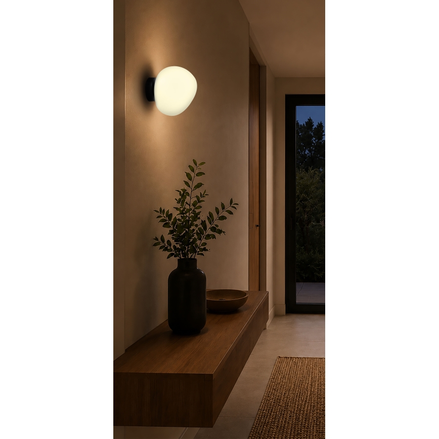 BRILAGI - Sienas gaismeklis PEBBLES 1xE27/40W/230V Ø 20 cm melns