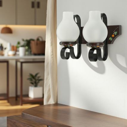 Brilagi - Sienas gaismeklis QUEEN 2xE14/40W/230V buk/wenge