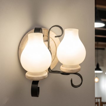 Brilagi - Sienas gaismeklis ROATA APLICA 2xE14/40W/230V ozols