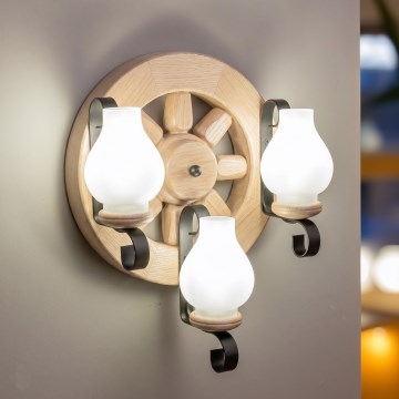 Brilagi - Sienas gaismeklis ROATA APLICA 3xE14/40W/230V ozols