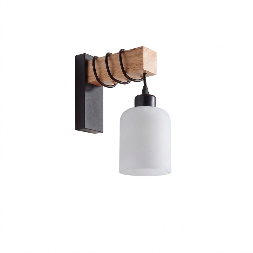 BRILAGI - Sienas gaismeklis WOOD GLASS 1xE27/60W/230V priede/melna/balta