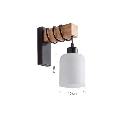 BRILAGI - Sienas gaismeklis WOOD GLASS 1xE27/60W/230V priede/melna/balta
