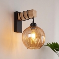 BRILAGI - Sienas gaismeklis WOOD GLASS 1xE27/60W/230V priede/melna/dūmaina brūna