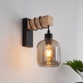 BRILAGI - Sienas gaismeklis WOOD GLASS 1xE27/60W/230V priede/melna/dūmakaina pelēka