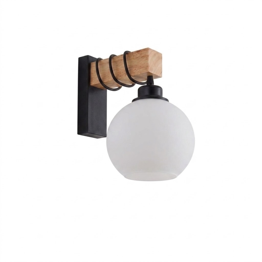 BRILAGI - Sienas gaismeklis WOOD GLASS 1xE27/60W/230V priede/melns/balts