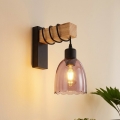 BRILAGI - Sienas gaismeklis WOOD GLASS 1xE27/60W/230V priede/melns/dūmainais bēšs