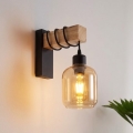 BRILAGI - Sienas gaismeklis WOOD GLASS 1xE27/60W/230V priede/melns/dūmains brūns