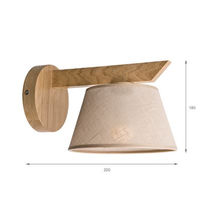 Brilagi - Sienas lampa ANTHONY 1xE14/40W/230V ozols/bēša