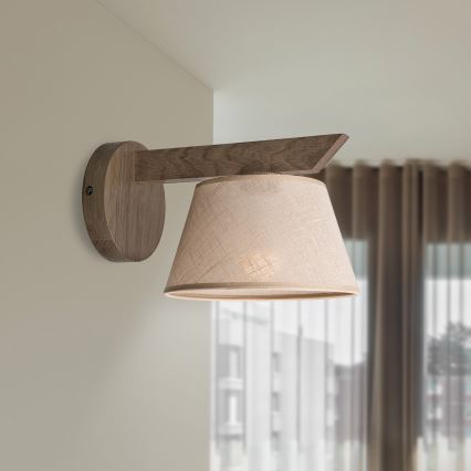 Brilagi - Sienas lampa ANTHONY 1xE14/40W/230V ozols/bēša