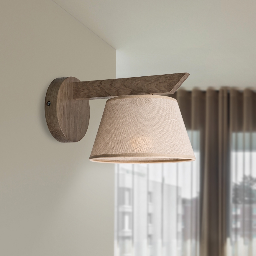 Brilagi - Sienas lampa ANTHONY 1xE14/40W/230V ozols/bēša