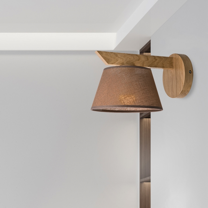 Brilagi - Sienas lampa ANTHONY 1xE14/40W/230V ozols/brūna