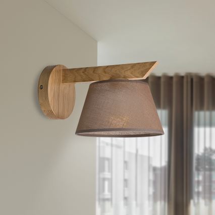 Brilagi - Sienas lampa ANTHONY 1xE14/40W/230V ozols/brūna