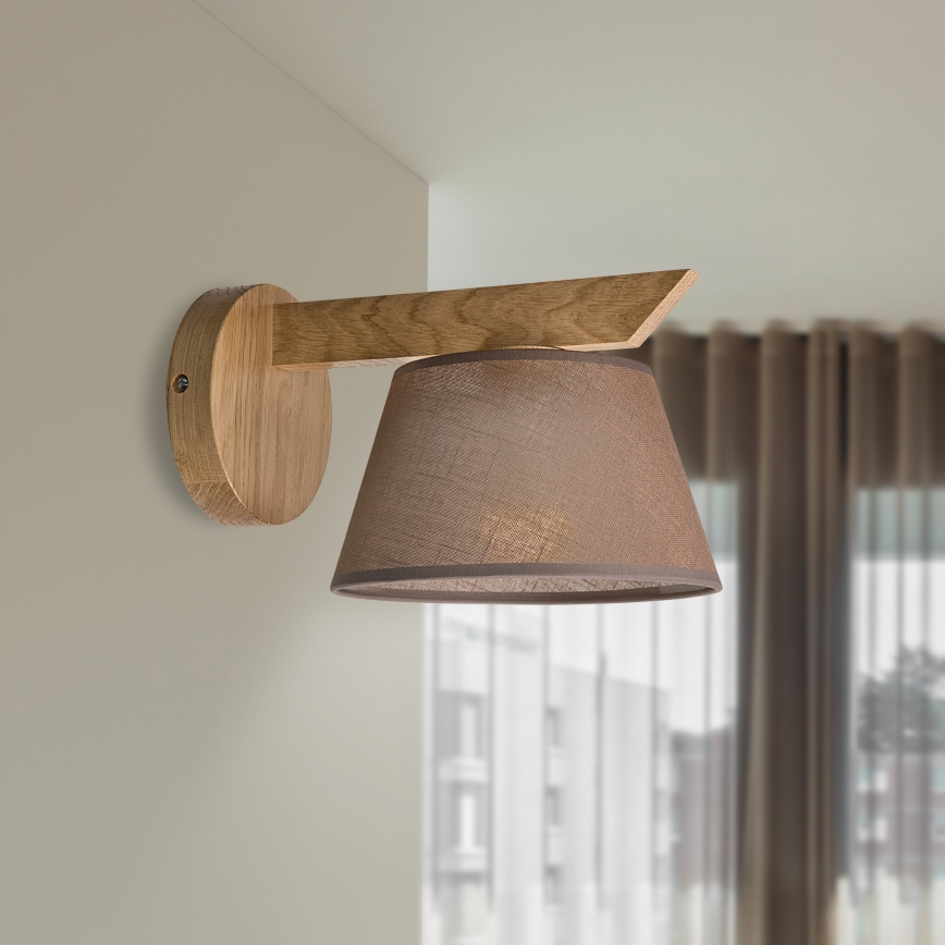 Brilagi - Sienas lampa ANTHONY 1xE14/40W/230V ozols/brūna