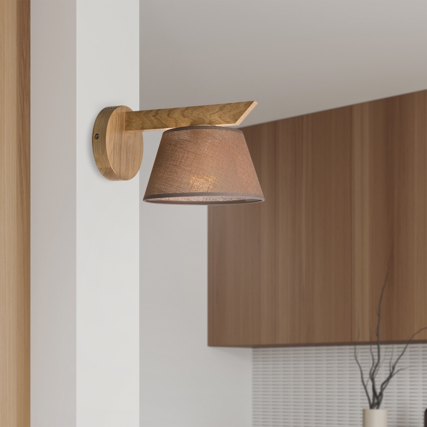 Brilagi - Sienas lampa ANTHONY 1xE14/40W/230V ozols/brūna