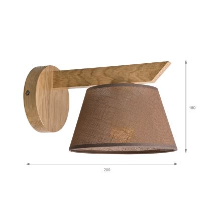 Brilagi - Sienas lampa ANTHONY 1xE14/40W/230V ozols/brūna
