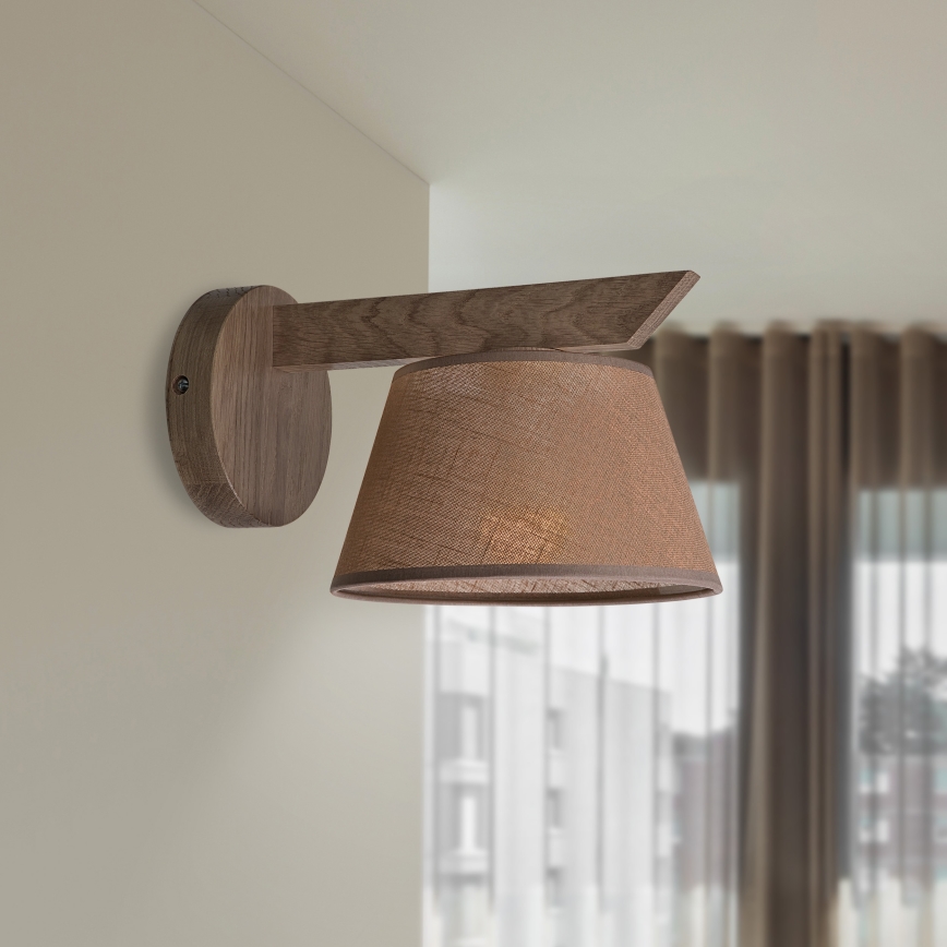 Brilagi - Sienas lampa ANTHONY 1xE14/40W/230V ozols/brūna
