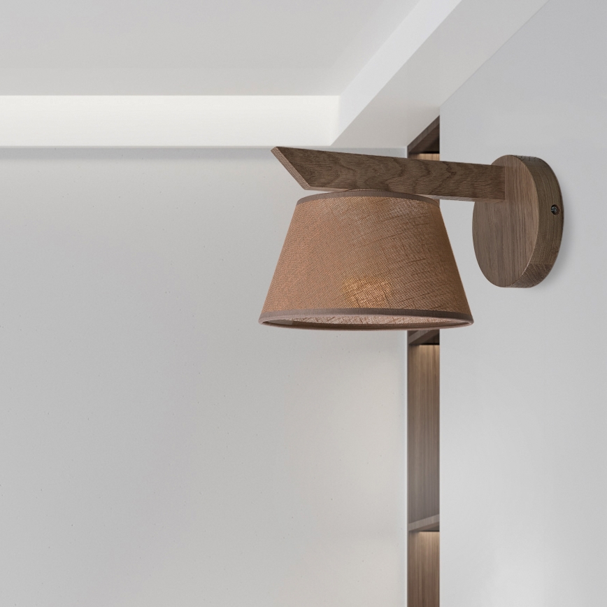 Brilagi - Sienas lampa ANTHONY 1xE14/40W/230V ozols/brūna