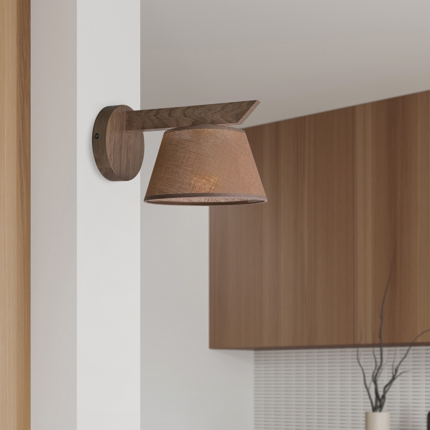 Brilagi - Sienas lampa ANTHONY 1xE14/40W/230V ozols/brūna