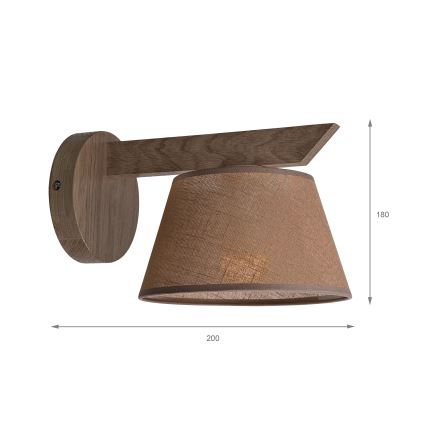 Brilagi - Sienas lampa ANTHONY 1xE14/40W/230V ozols/brūna