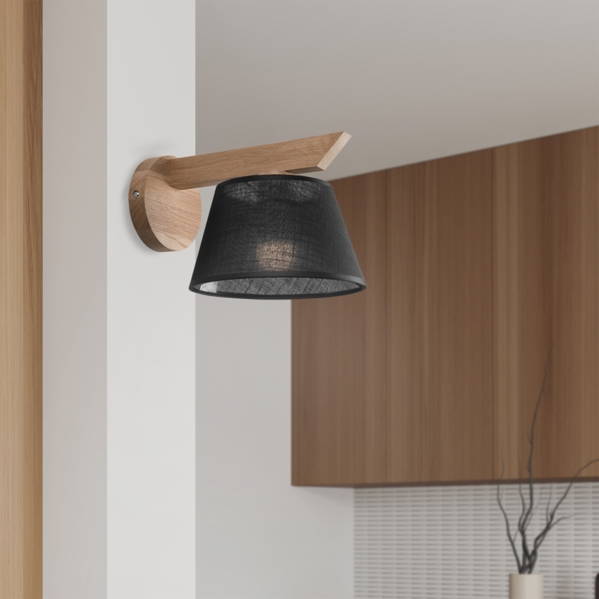 Brilagi - Sienas lampa ANTHONY 1xE14/40W/230V ozols/melna