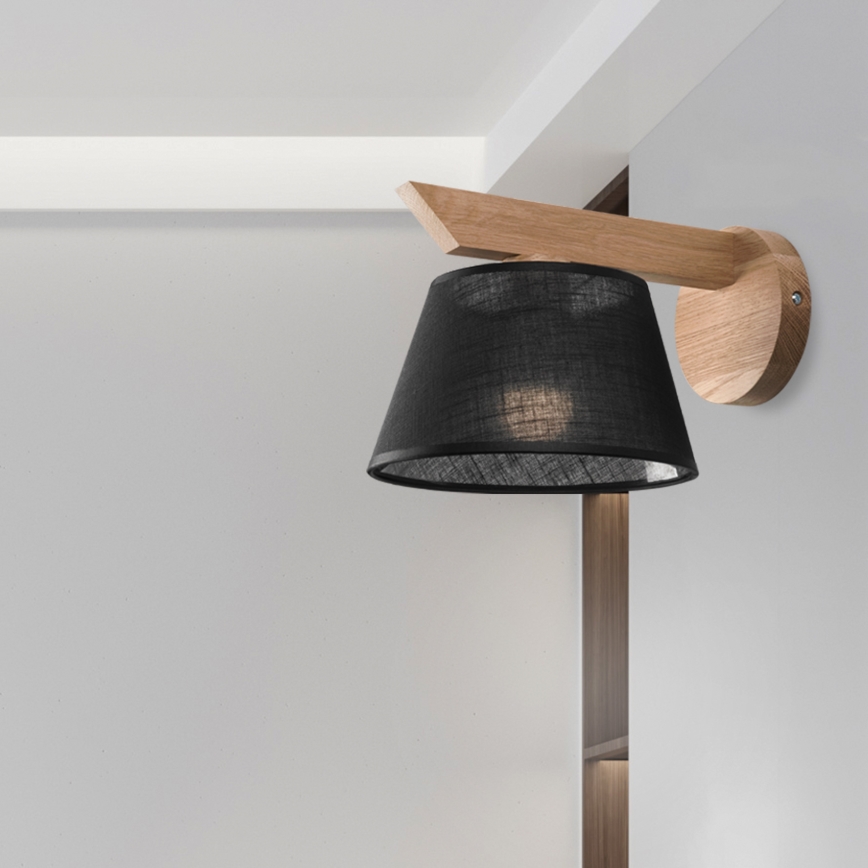 Brilagi - Sienas lampa ANTHONY 1xE14/40W/230V ozols/melna