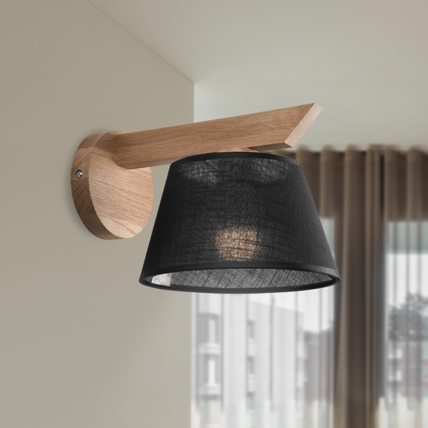 Brilagi - Sienas lampa ANTHONY 1xE14/40W/230V ozols/melna
