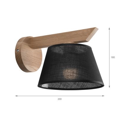 Brilagi - Sienas lampa ANTHONY 1xE14/40W/230V ozols/melna