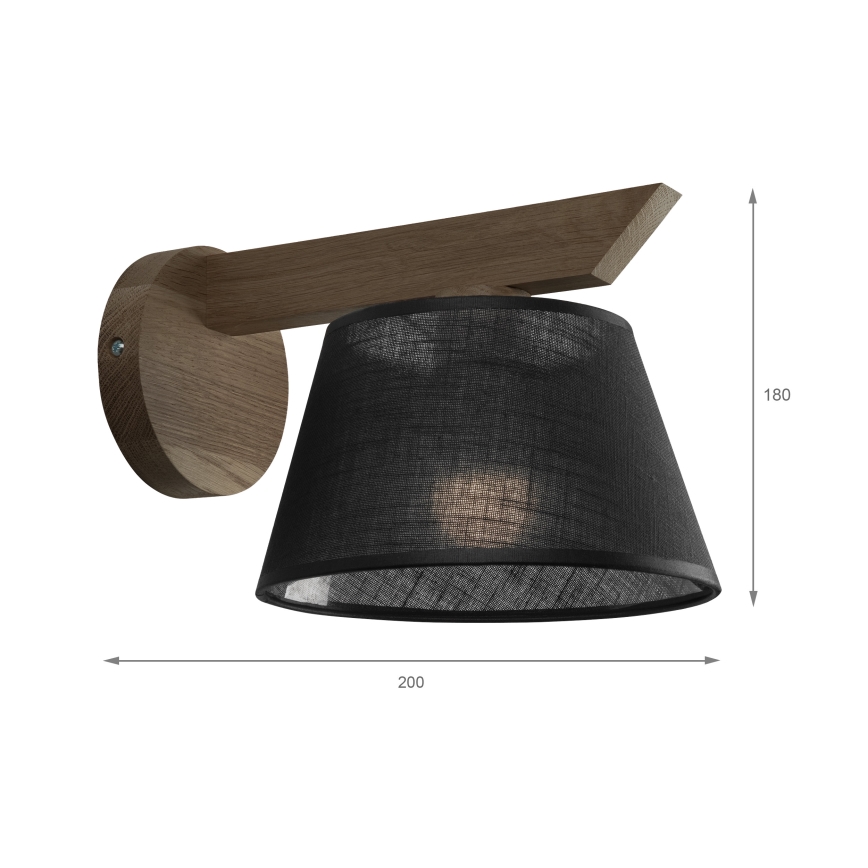 Brilagi - Sienas lampa ANTHONY 1xE14/40W/230V ozols/melna