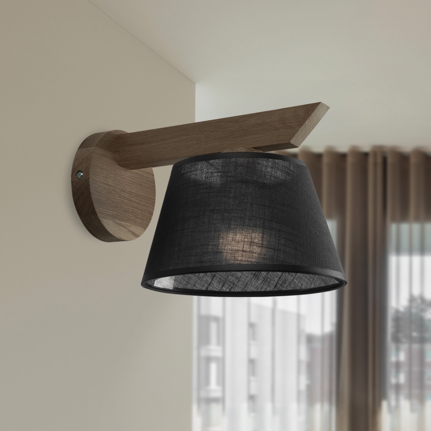 Brilagi - Sienas lampa ANTHONY 1xE14/40W/230V ozols riekstkoks/melna