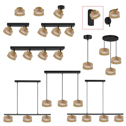 Brilagi - Sienas lampa ar USB portu AURA LUX 1xGX53/30W/230V melna/zelta