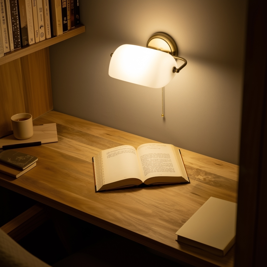 Brilagi - Sienas lampa BANK OFFICE 1xE27/60W/230V misiņš/balts