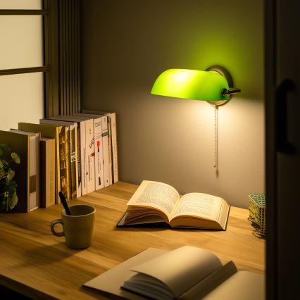 Brilagi - Sienas lampa BANK OFFICE 1xE27/60W/230V misiņš/zaļa