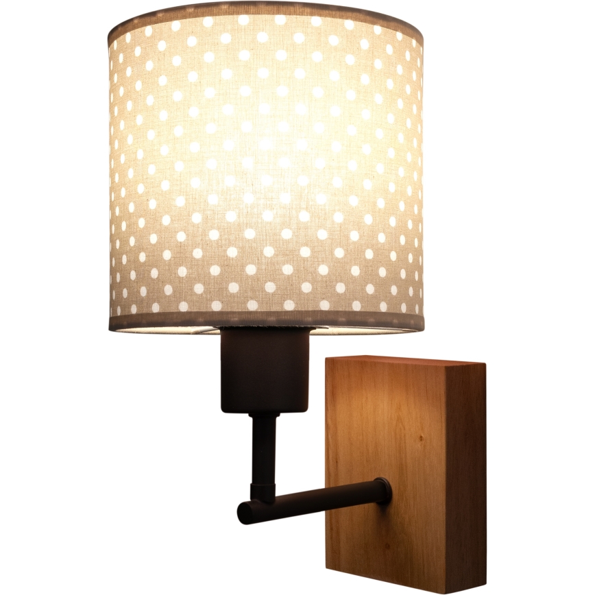BRILAGI - Bērnu sienas lampa BOBO WOOD 1xE27/25W/230V ozols/melna/bēša/punkti