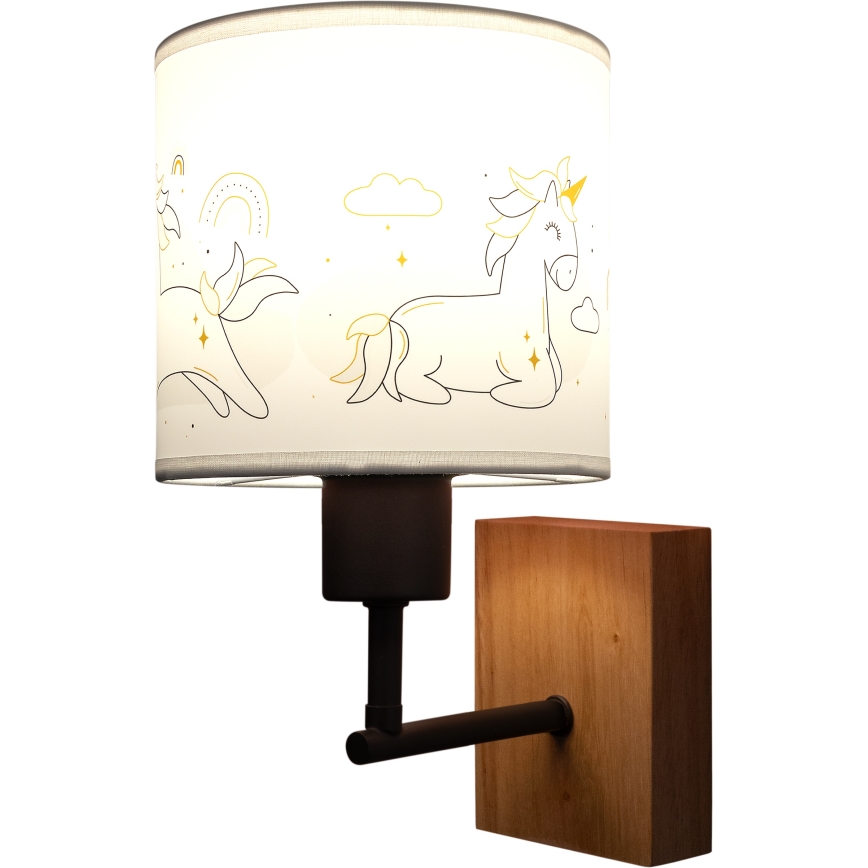 BRILAGI - Bērnu sienas lampa BOBO WOOD 1xE27/25W/230V ozols/melna/balta/vienradži