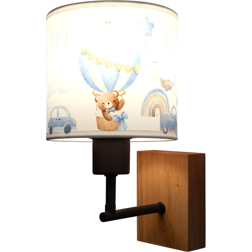 BRILAGI - Bērnu sienas lampa BOBO WOOD 1xE27/25W/230V ozols/melna/balta/zila/lācīši