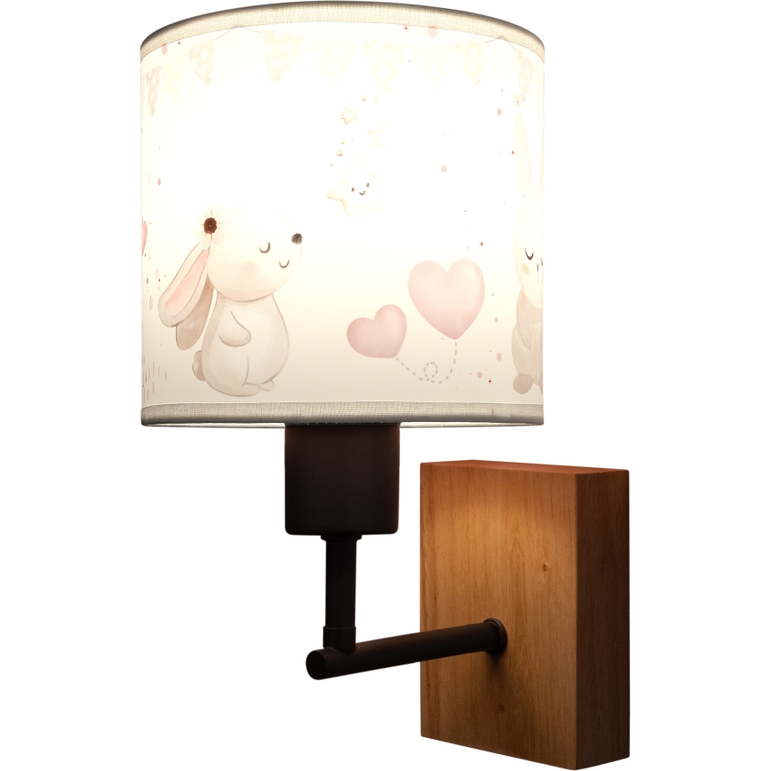 BRILAGI - Bērnu sienas lampa BOBO WOOD 1xE27/25W/230V ozols/melna/krēmkrāsa/zaķīši