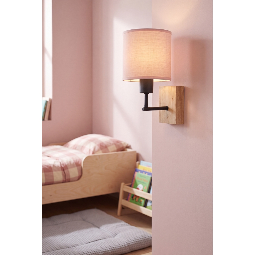 BRILAGI - Bērnu sienas lampa BOBO WOOD 1xE27/25W/230V ozols/melns/rozā