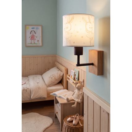 BRILAGI - Bērnu sienas lampa BOBO WOOD 1xE27/25W/230V ozols/melna/balta/trusīši