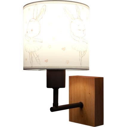 BRILAGI - Bērnu sienas lampa BOBO WOOD 1xE27/25W/230V ozols/melna/balta/trusīši
