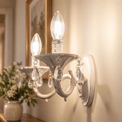 BRILAGI - Sienas lampa CLASSIC 2xE14/10W/230V krēmkrāsaina/patīna