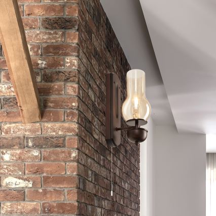 Brilagi - Sienas lampa COTTAGE 1xE14/40W/230V dižskābardis/brūna