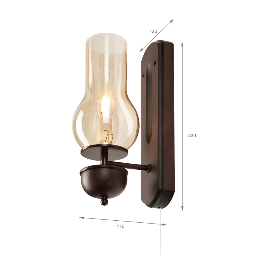 Brilagi - Sienas lampa COTTAGE 1xE14/40W/230V dižskābardis/brūna